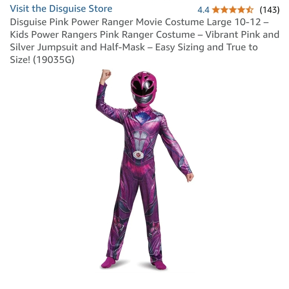 Disguise Pink Power Ranger costume size small 4-6X brand new in package